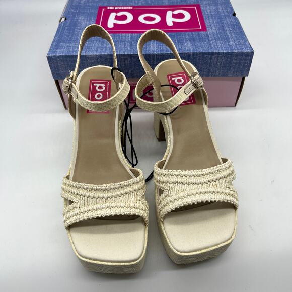 Pop Womens Applaud Heeled Sandals Natural Cream Color Size 10M - Picture 1 of 9
